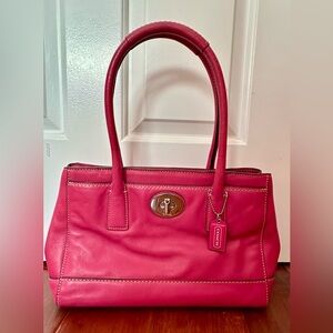 Coach F13675 Pink Leather Carryall Hampton Madeline Classic Satchel Bag Y2K